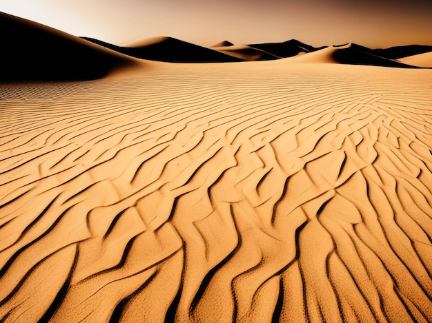 Foto toma de los patrones en las arenas del desierto