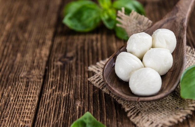 Toma de primer plano de mozzarella fresca