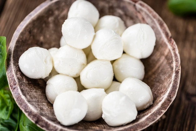 Toma de primer plano de mozzarella fresca