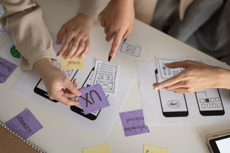 Foto una toma recortada de un grupo de diseñadores gráficos de ux y ui trabajando en la reunión.