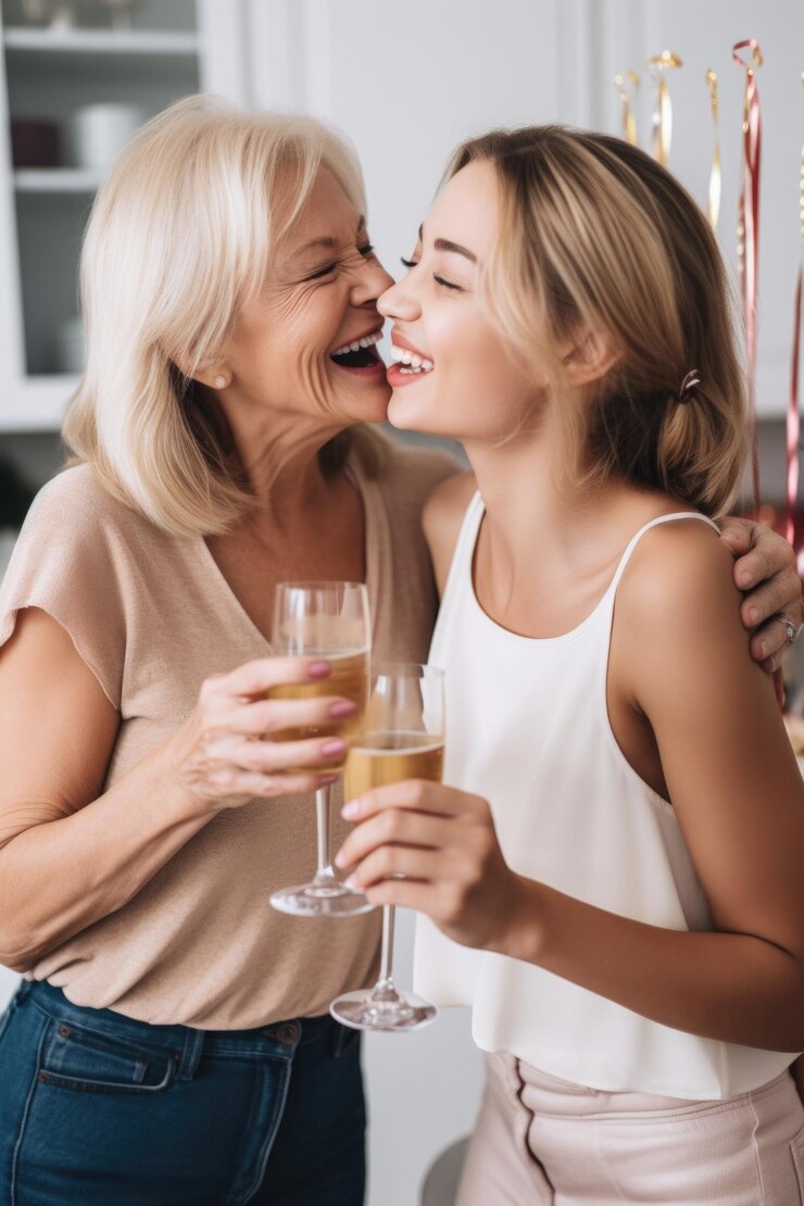 Toma recortada de una madre y su hija celebrando juntas