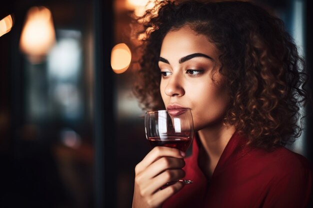 Toma recortada de una mujer joven tomando café en una cafetería