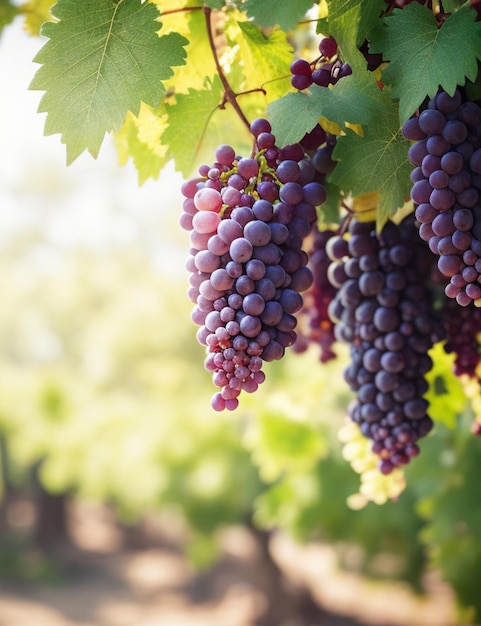 Toma selectiva de uvas unidas a la rama en el fondo de pantalla durante el día