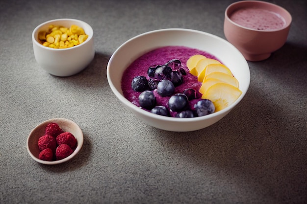 Toma vertical de una deliciosa cena de sopa de moras