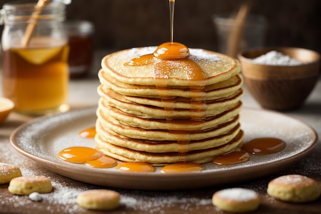 toma vertical de deliciosos panqueques de tofu veganos con frutas coloridas