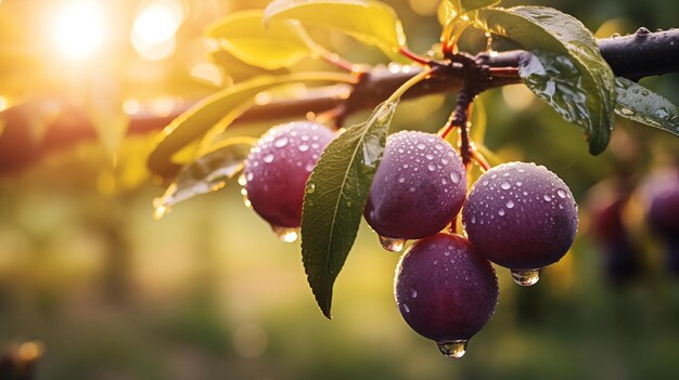 Tomada aérea de uva roja con gotas de agua visibles en primer plano generada por IA