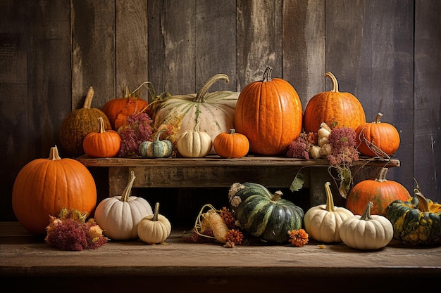 Tomada de ángulo alto de calabazas dispuestas en un patrón circular