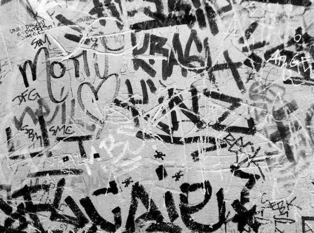 Tomada completa del graffiti en la pared