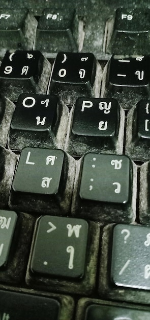 Tomada completa del teclado de la computadora sucia