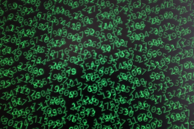 Tomada de cuadro completo de números iluminados en pantalla digital