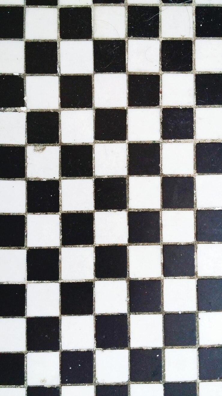 Foto tomada de cuadro completo del piso de patrón a cuadros