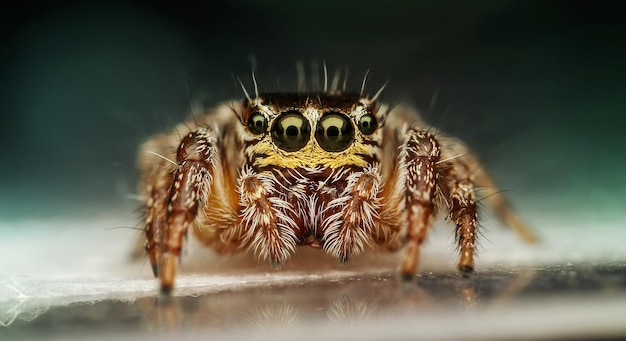Tomada macro de la araña saltadora