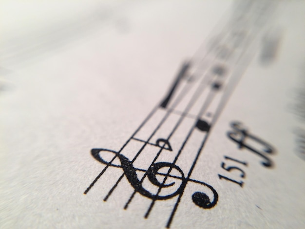 Foto tomada macro de las notas musicales