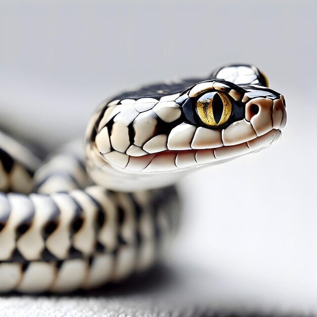 Foto tomada de primer plano y macro para ojos de serpiente sobre fondo blanco