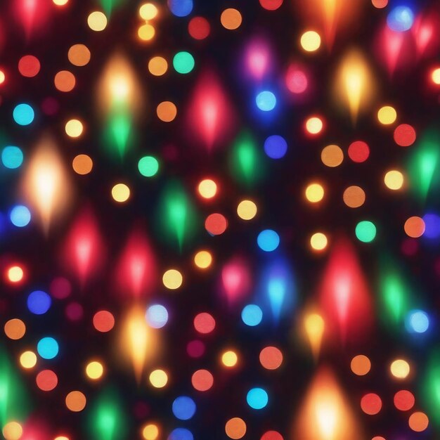 Foto tomada vertical de coloridas luces navideñas de vacaciones con patrón textil sin costuras ilustrado en 3d