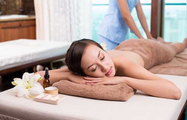 Tomando una siesta en el spa