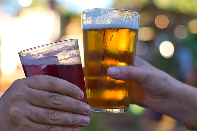 Foto tomando uma cerveja com os amigos, feliz reencontro.