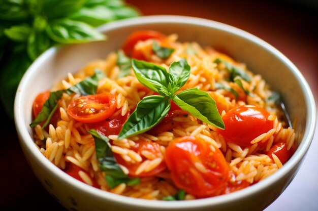 Foto tomate basil orzo