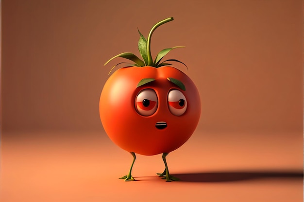un tomate con una cara dibujada