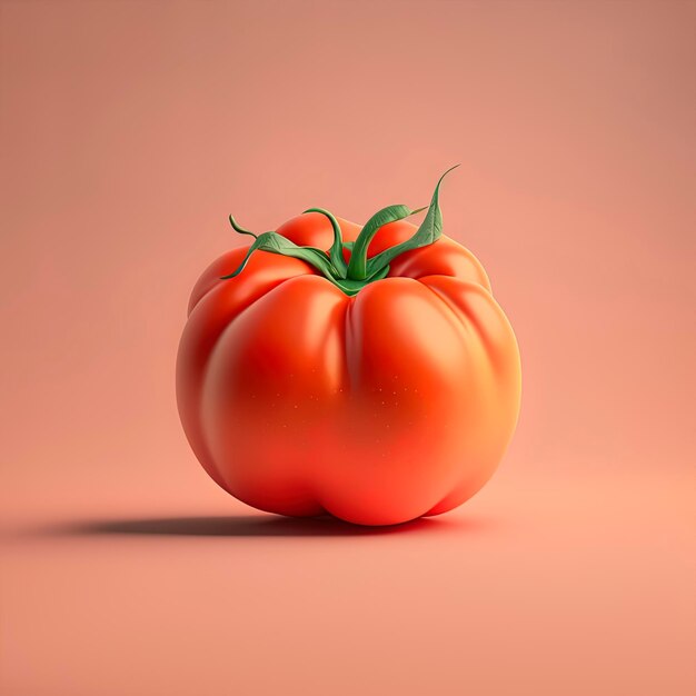 Tomate em AI generativa de fundo vermelho sólido macio