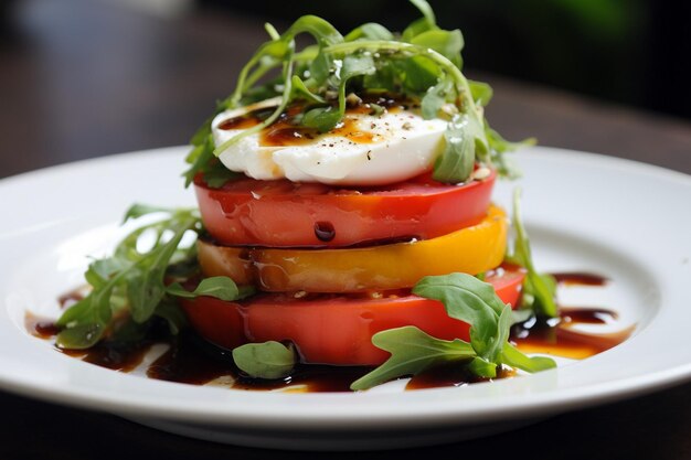 Tomate empilhado e salada de Burrata