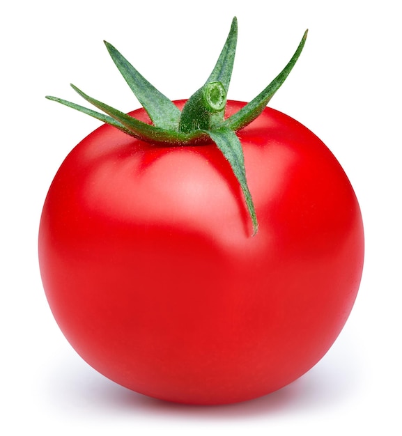 Tomate fresco aislado sobre fondo blanco. Trazado de recorte de tomate. Tomate orgánico fresco