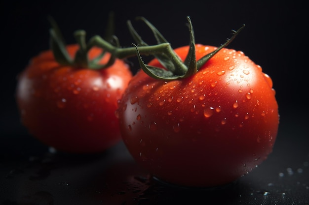 tomate fresco con gotas de agua