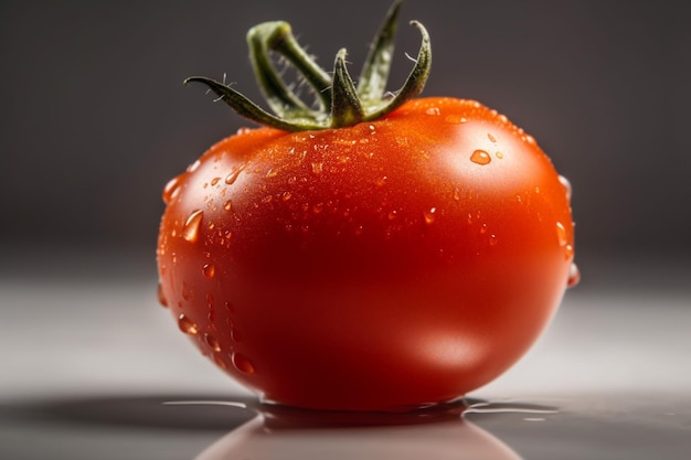 tomate fresco con gotas de agua