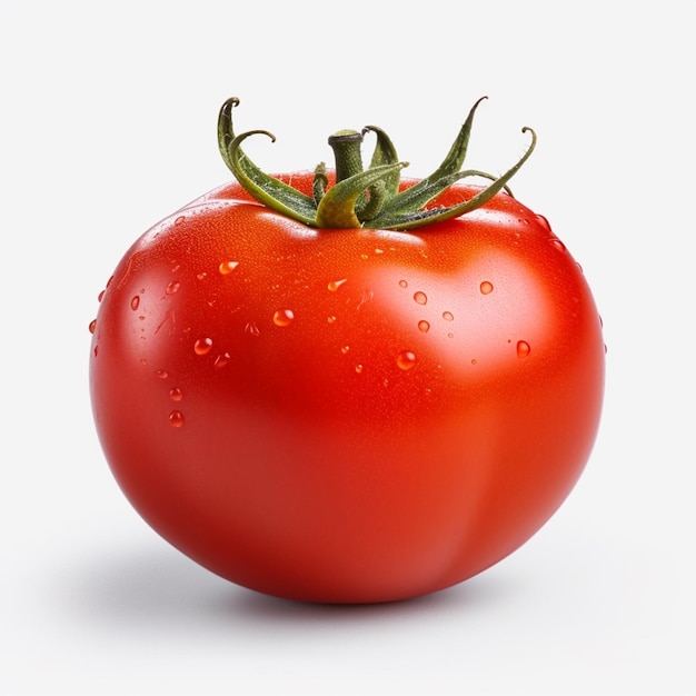 Un tomate con gotas de agua