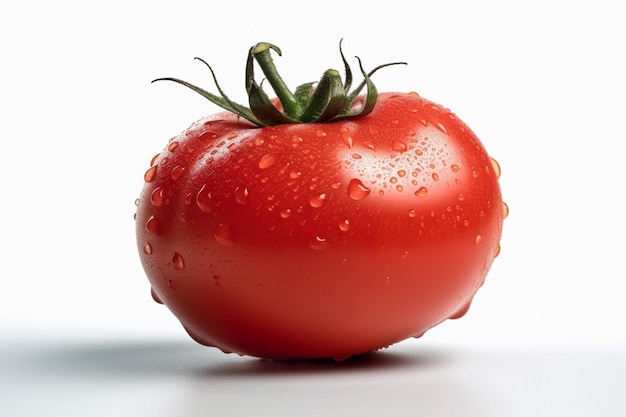 Un tomate con gotas de agua