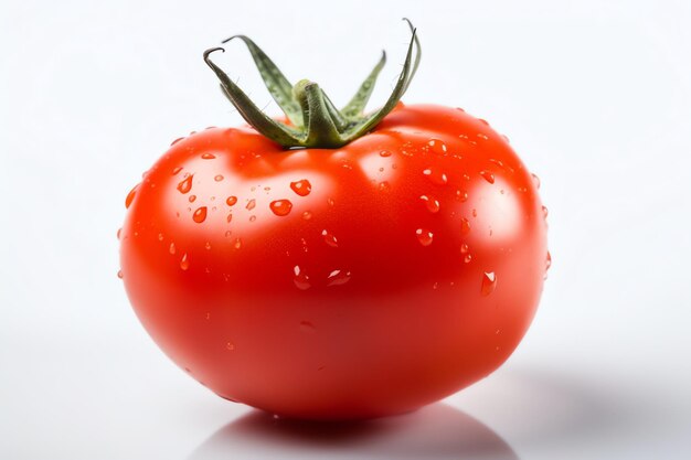 Un tomate con gotas de agua