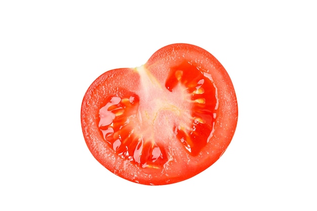 Tomate halbiert Frische saftige Tomate Der Winkel ist gerade isoliert