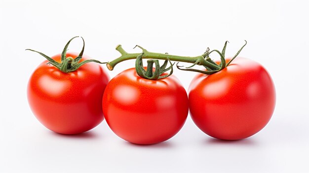 Tomate isolado Tomate em fundo branco Vista lateral perfeita do tomate editado