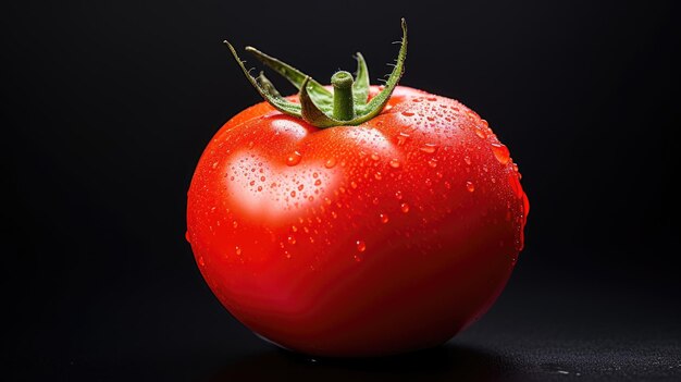 Tomate isoliert auf schwarzem Hintergrund