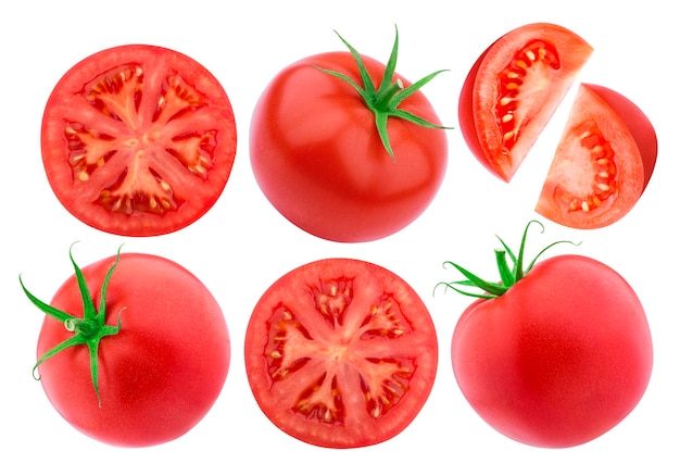 Tomate isoliert auf weißem Hintergrund mit Beschneidungspfad-Sammlung