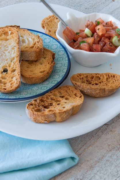 tomate italiano aperitivos bruschetta fatias tomates em baguete torrada