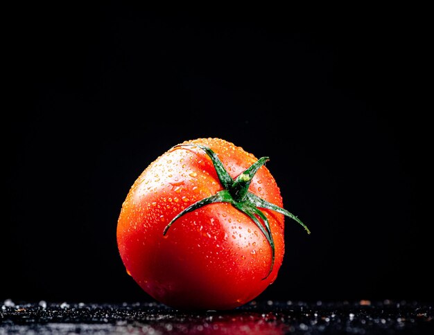 Foto un tomate maduro en la mesa.