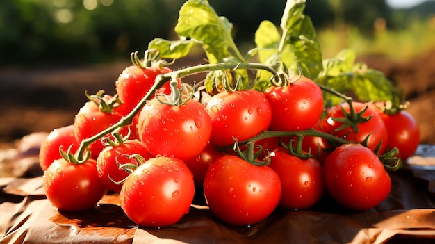 Tomate orgánico fresco una comida vegetariana saludable cultivada en la naturaleza