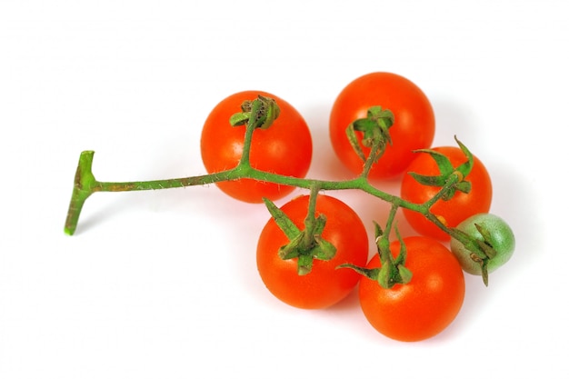 Tomate pequeño sobre fondo blanco