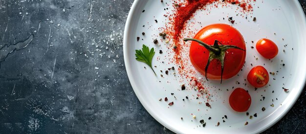 Foto tomate y pimentón en un plato