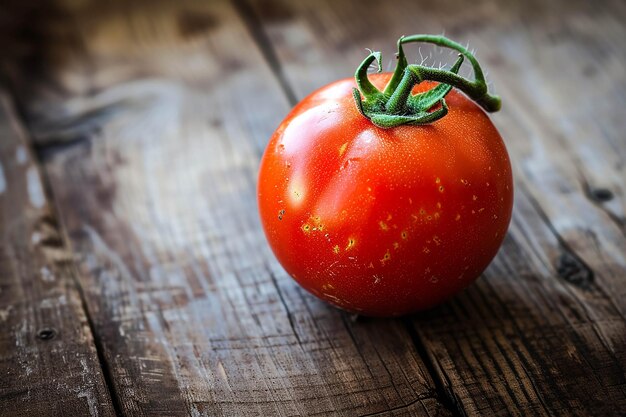 un tomate que tiene un tallo verde en él