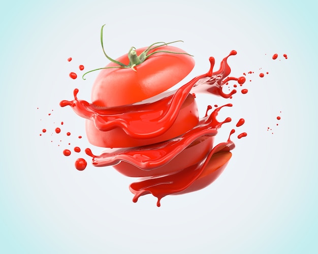 Tomate en rodajas con salpicaduras de jugo