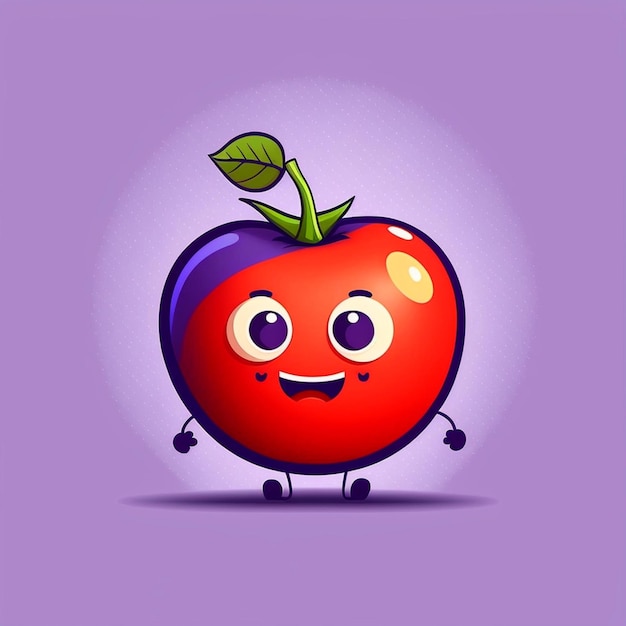 Foto tomate rojo divertido con cara feliz