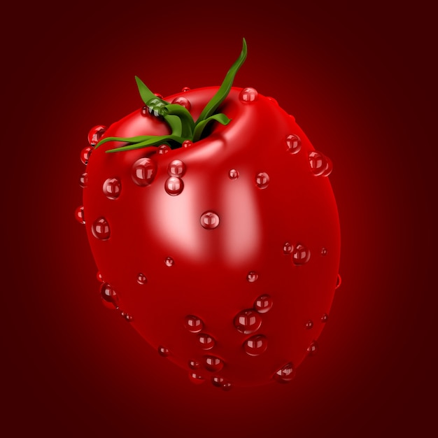 tomate en rojo. Ilustración 3d, renderizado 3d.