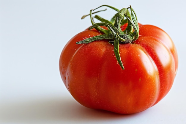 Foto tomate rojo maduro sobre un fondo blanco primer plano