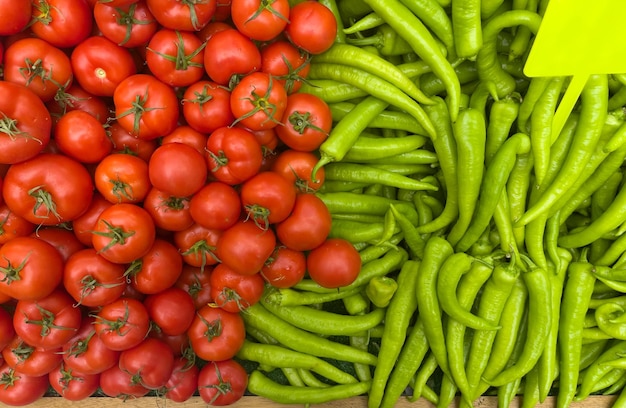 Tomate Rojo y Pimiento Verde Verduras Ecológicas y Saludables