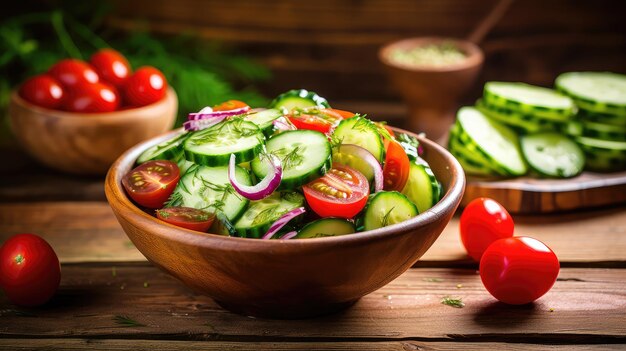 Tomate, salada, pepino de fundo