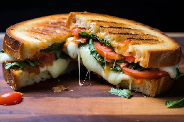 Foto tomate salado, albahaca, queso a la parrilla y amor
