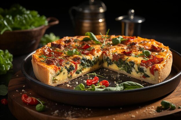 Tomate seco al sol y quiche de cheddar con albahaca