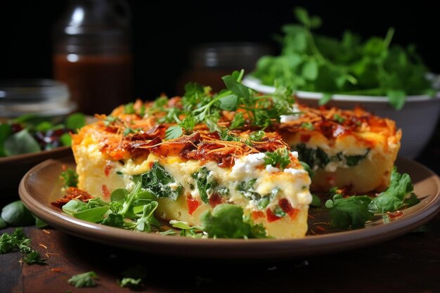 Tomate seco al sol y quiche de feta con perejil